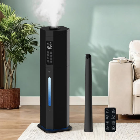 Humidifiers for Bedroom - GloryAir 2.38Gal/9L Dual Atomizers Top Fill Humidifier for Large Room 2000ft² with Auto Rotation 7-Color Light Humidistat Quiet Commercial Humidifiers for House Plants Baby