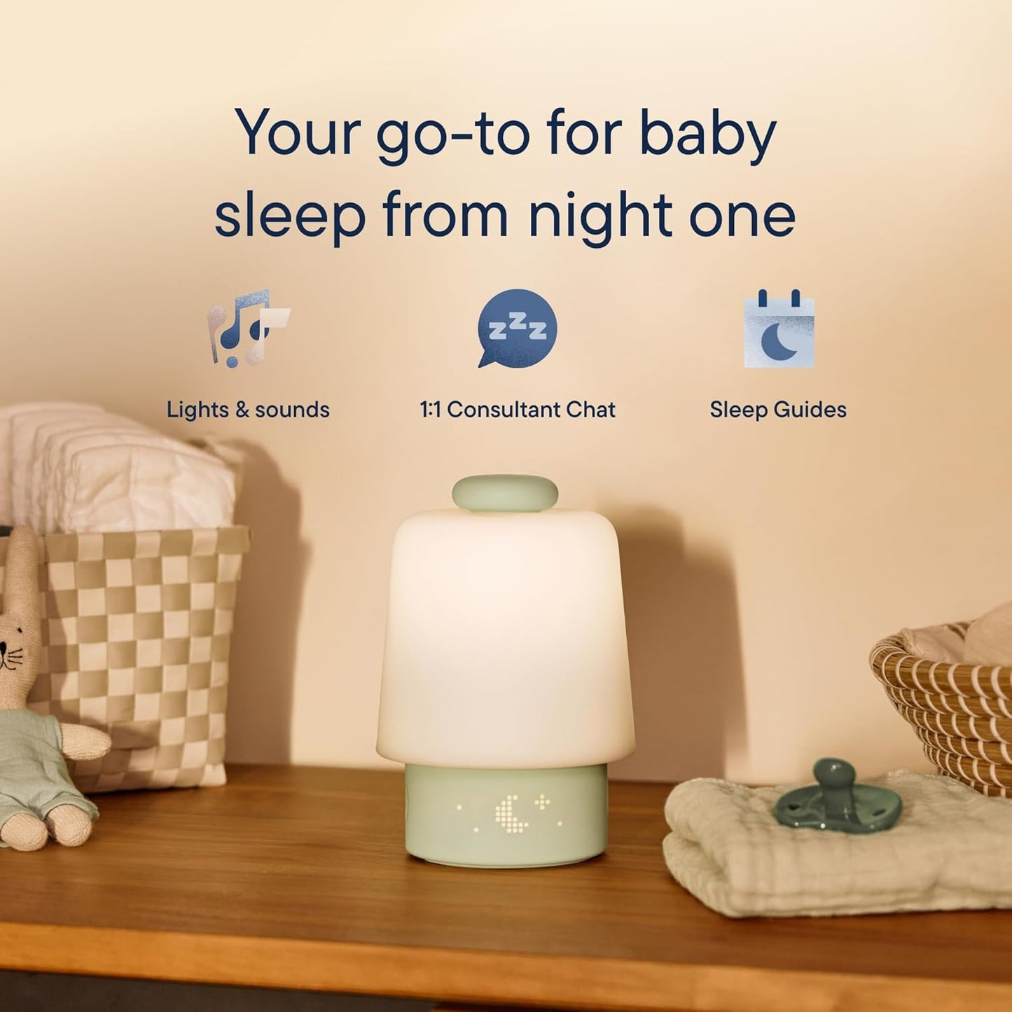 Hatch Baby Sound Machine, Night Light (Putty) | Sleep Support | Registry Essential, Routine Builder, Time-to-Rise Alarm Clock, White Noise, Nursery Stories, Toddler Kids (Wi-Fi)
