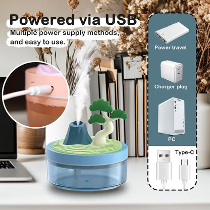 Cute Mini Humidifier 320mL Cool Mist Humidifie mute with 2 Mist Modes,for Home/Nursery/Office,Portable Mini Air Moisturizer,rechargeable mini humidifier(Gardenia pink)