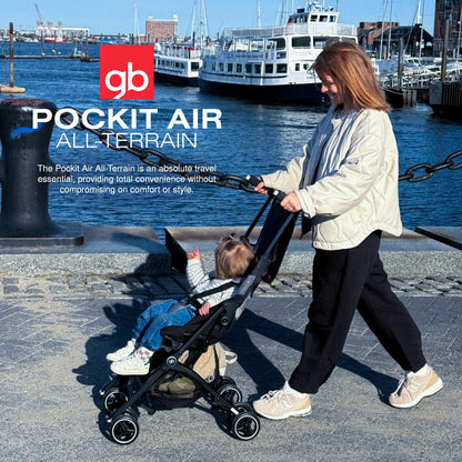 gb Pockit+ All-Terrain, Ultra Compact Lightweight Travel Stroller with Canopy and Reclining Seat in Velvet Black