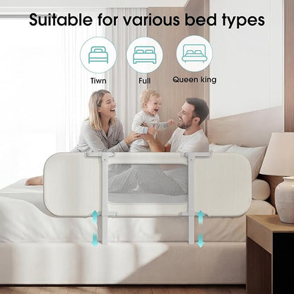NUTIKAS 46" Bed Rails for Toddlers, Side Folding Baby Bed Rail Guard for Twin, Full, Queen & King Size Bed, Collapsible Kids Bedrail with Safety Anchor (Grey)