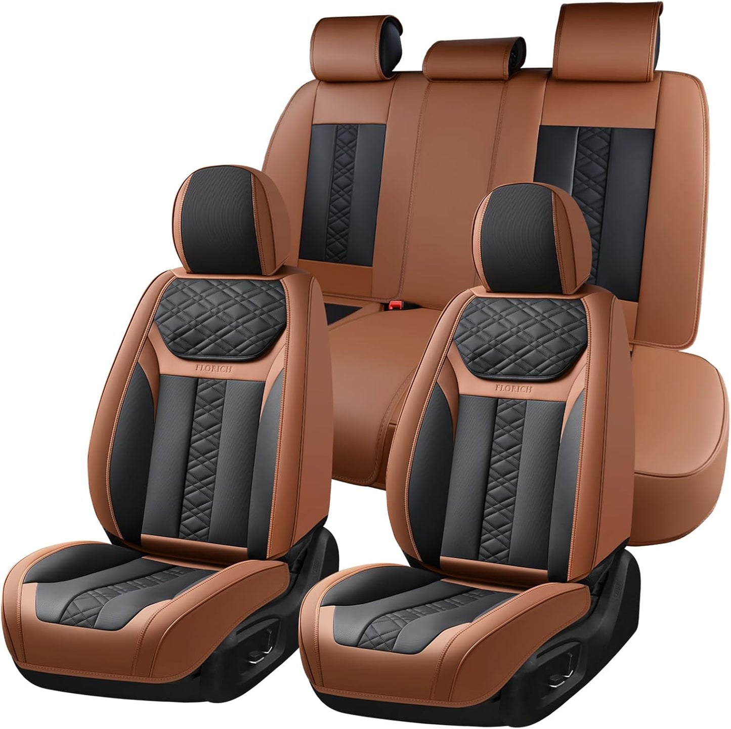 FLORICH Car Seat Covers Full Set, Automotive Seat Covers, Black Car Seat Cover, Waterproof Seat Protectors Universal fit for Car Truck Van SUV - Black