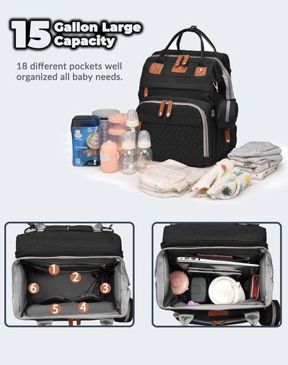 Astro alan Baby Diaper Bag with Changing Station, Waterproof Diaper Bag Backpack for Moms Dads with USB Charging Port, Baby Shower Gifts, Large Capacity diaper backpack, Grey