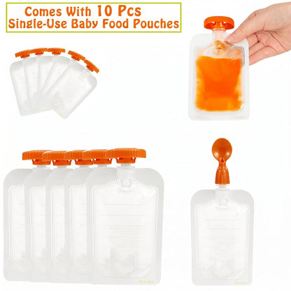PandaEar Squeeze Station for Baby Puree Food Storage, Baby Food Pouch Filling Maker with 10 Pcs Pouches, Pouch Filling Station for Infant and Toddlers