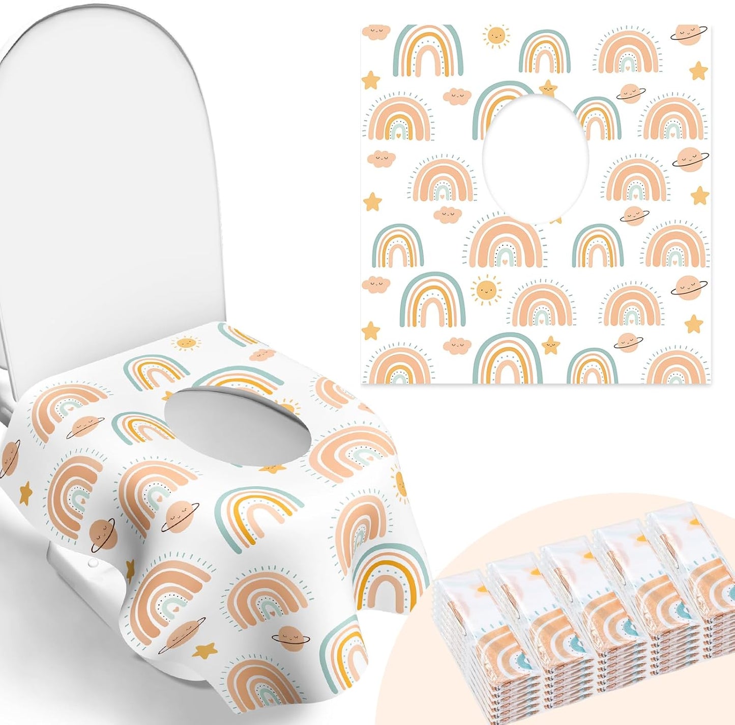 30 Pack Toilet Seat Covers Disposable, Large Waterproof Potty Covers for Toddlers, Kids, and Adults, Individually Wrapped for Travel, Toddler Potty Training for Public Restroom, Airplane, Trip