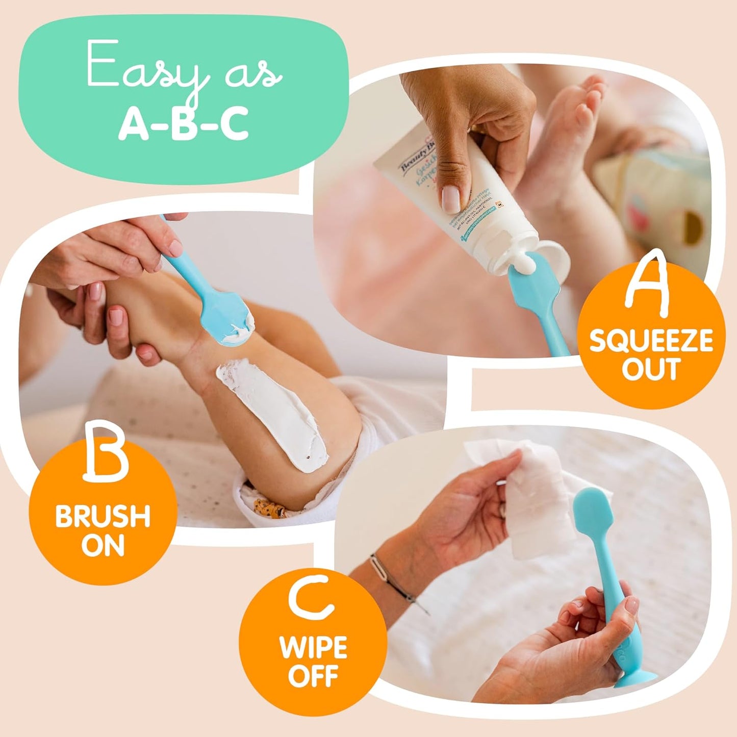 Bumco Diaper Cream Spatula (2-Pack) - BPA-Free Diaper Bag Essentials, Soft & Flexible Butt Spatula Baby, Mom-Invented Butt Paste Spatula, Diaper Cream Applicator, Bumco Baby Bum Brush, Diaper Spatula