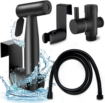 Generic Handheld Bidet Sprayer for Toilet, Hand held Stainless Steel Toilet Bidet Sprayer Kit, Hose with Anti-Leak Hose&High Pressure, for Personal Hygiene, Toilet Clean, Baby Diaper Cloth (Black)
