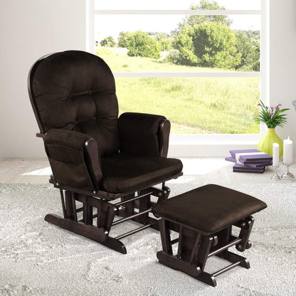 Costzon Nursery Glider with Ottoman, Upholstered Comfort Glider Rocker with Padded Cushion, Storage Pocket, Solid Wood Base, Rocking Chair Nursery for Breastfeeding, Napping (Light Gray)