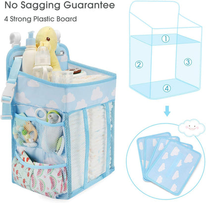 Maliton Changing Table Diaper Organizer - Baby Hanging Diaper Stacker Nursery Caddy Organizer for Cribs Playard Baby Essentials Storage (Gray)