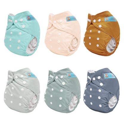ALVABABY Baby Cloth Diapers 6 Pack with 12 Inserts Cloth Diaper Covers Adjustable Washable Reusable for Baby Girls and Boys