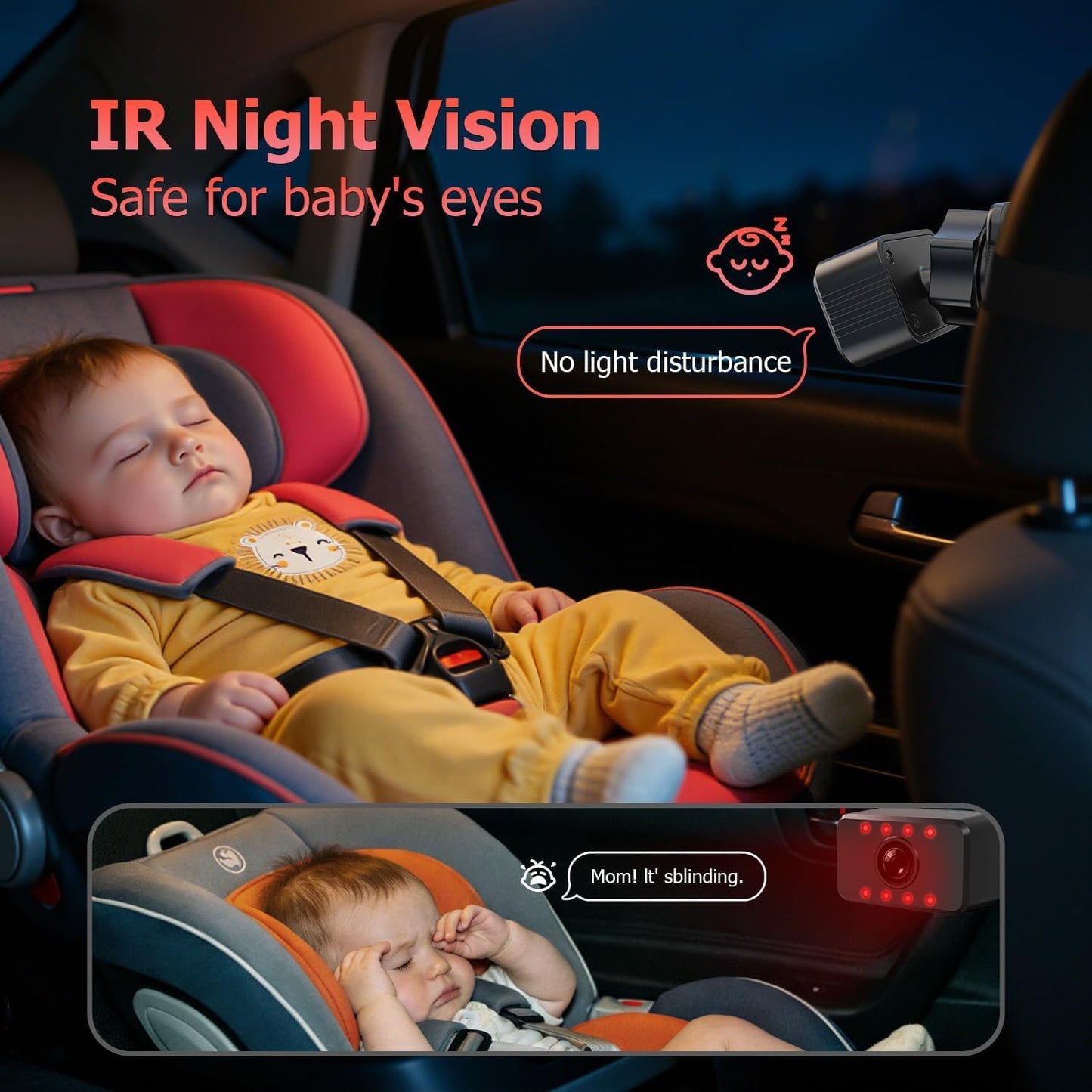 Itomoro 2026 Upgraded Baby Car Camera Monitor [1080P HD & IR Night Vision] 360° Rotation & 150° Wide Clear View Car Seat Camera for Baby Rear Facing, Easy Install & Baby Shower Must-Have