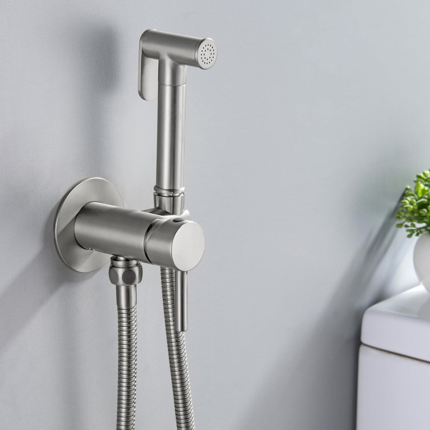 SHAMANDA Handheld Bidet Sprayer for Toilet, Stainless Steel Baby Cloth Diaper Sprayer Kit, Bathroom Toilet Bidet Attachment Set for Bathing Pets Feminine Hygiene, Matte Black BDS01-7