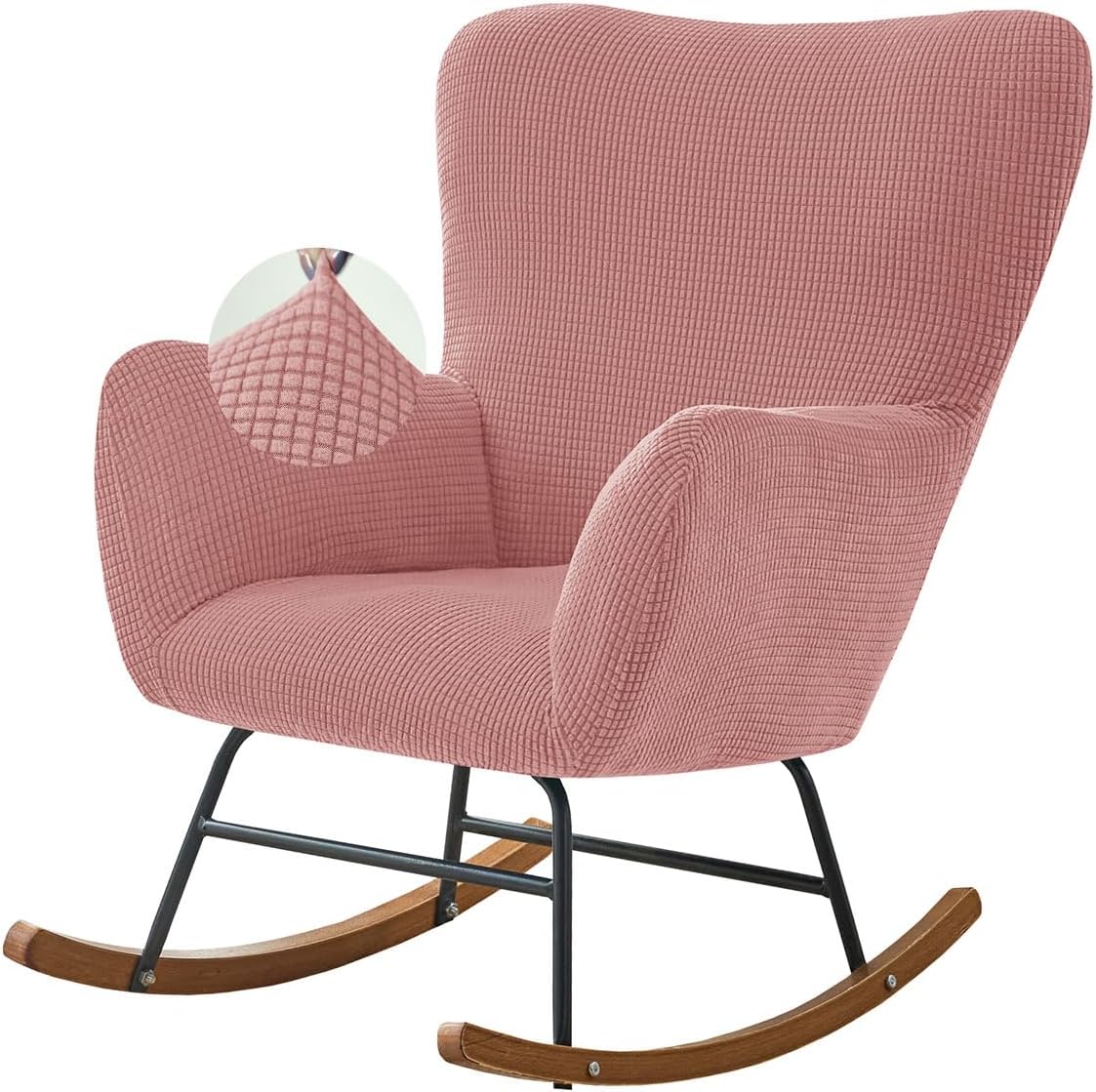 Levoberg Nursery Rocking Chair Cover Stretch Rocker Glider Chairs Cover Slipcovers Jacquard Rocking Accent Chair Cover Recliner Armchair Slipcover for Nursery Living Room Bedroom Office Black