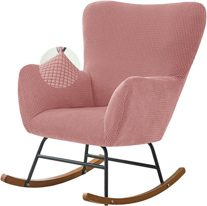 Levoberg Nursery Rocking Chair Cover Stretch Rocker Glider Chairs Cover Slipcovers Jacquard Rocking Accent Chair Cover Recliner Armchair Slipcover for Nursery Living Room Bedroom Office Black
