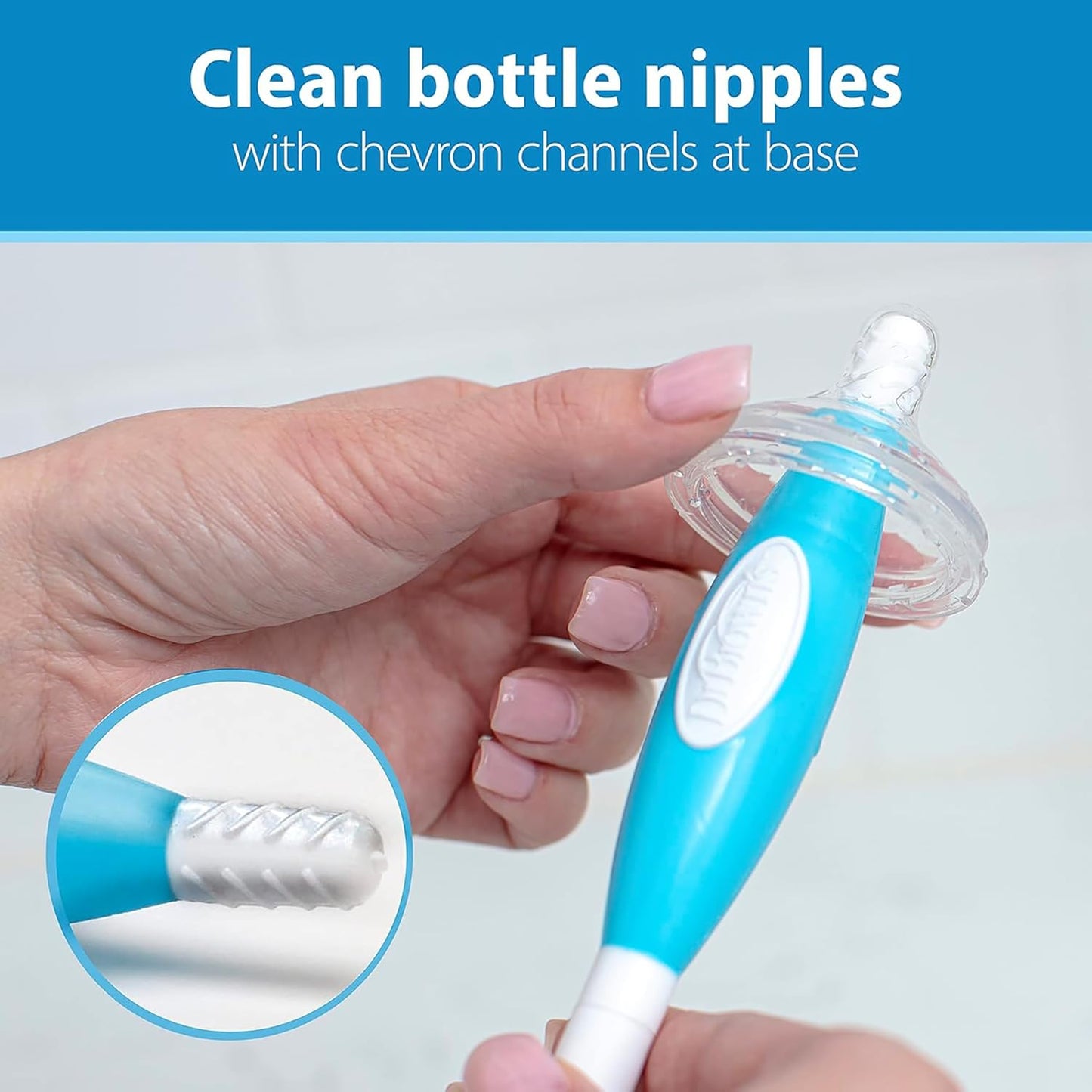Dr. Brown's Reusable Sponge Baby Bottle Cleaning Brush with Suction Cup Stand, Scrubber and Nipple Cleaner, Pink 1-Pack