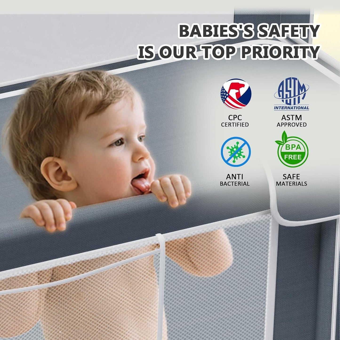 G TALECO GEAR Foldable Playpen for Babies and Toddlers, 71"x79" Portable Play Yard with Mat, Kids Collapsible Play Pen with Sturdy Metal Frame & Mesh Walls, Indoor & Outdoor Baby Fence Play Area