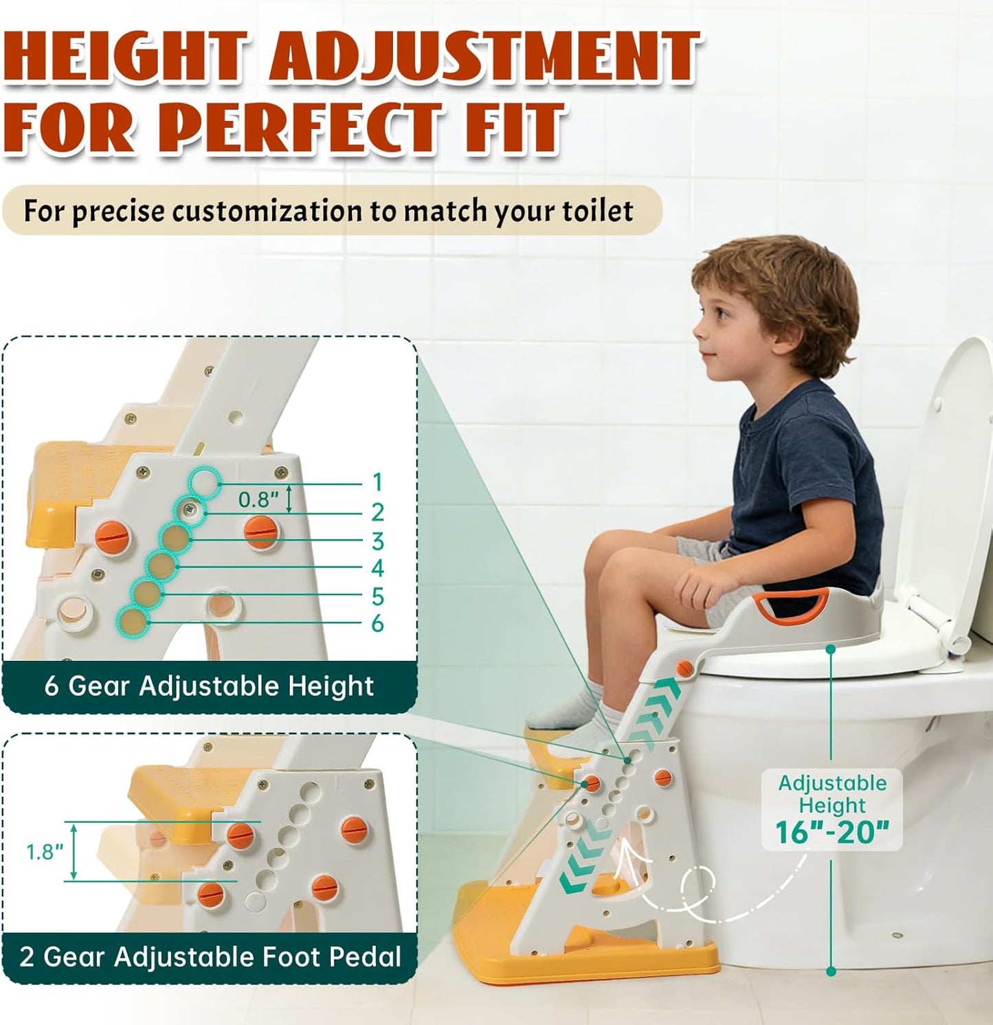 Potty Training Toilet Seat, Stable Potty Training Seat with Step Stool, 2 in 1 Toddler Toilet Seat with Steps for Kids Boys Girls, Toddler Potty Seat with Ladder, Splash Guard, Anti-Slip Pads (Gray)