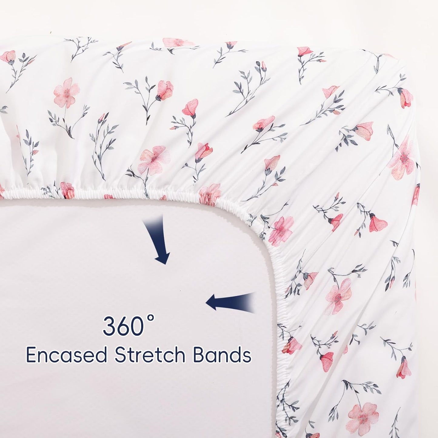 PHF 3 Pack Soft Mini Crib Sheets, Floral & Animal Pack N Play Sheets for Baby Boys Girls, No Slip Universal Fit for Pack N Play, Playard, Portable and Mini Crib Mattresses,Floral & Animal