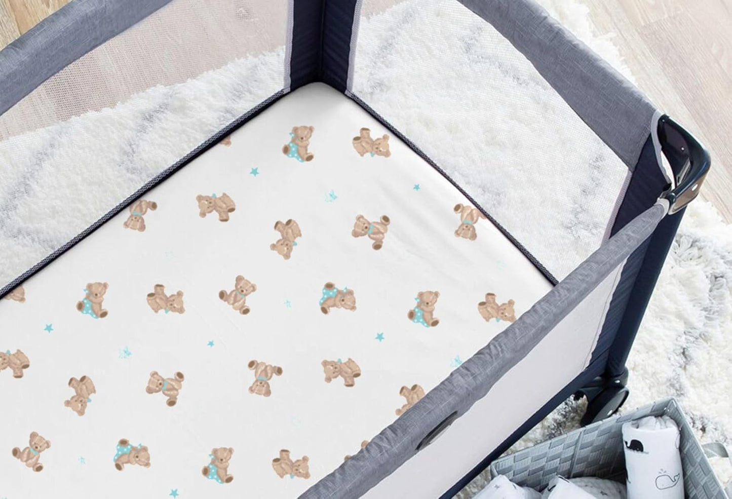 American Baby Company 2 Pack 100% Natural Cotton Fitted Pack and Play Sheets 39" x 27" - Soft & Breathable Pack N Play Sheets for Playard & Mini Crib Mattress, Pink Stars/Zigzag, for Boys & Girls