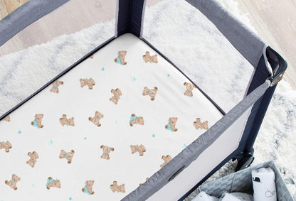 American Baby Company 2 Pack 100% Natural Cotton Fitted Pack and Play Sheets 39" x 27" - Soft & Breathable Pack N Play Sheets for Playard & Mini Crib Mattress, Pink Stars/Zigzag, for Boys & Girls