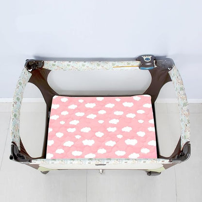 Pack and Play Mattress Protector Sheets Fitted Waterproof Playard Mattress Pad Cover, Compatible with Graco Pack n Play & Dream On Me & Pamo Babe, Playpen/Playard Sheet, Pink Cloud, 39" x 27"