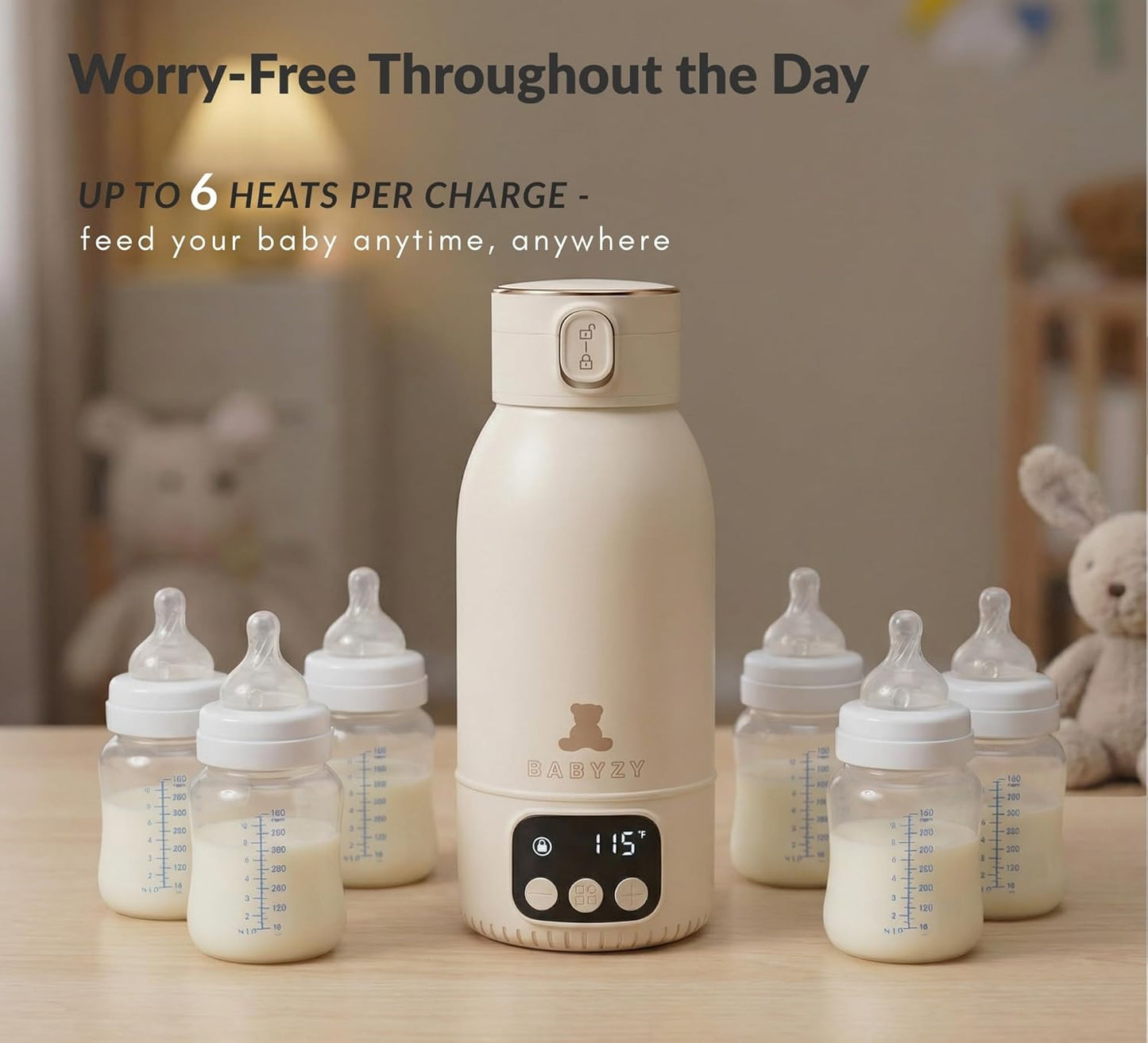 Portable Bottle Warmer 17oz – Baby Bottle Warmer for Breast Milk & Formula, Fast Heating with Smart Temperature Control, Long Battery Life, Cordless for Travel, Car & Outdoor Baby Feeding