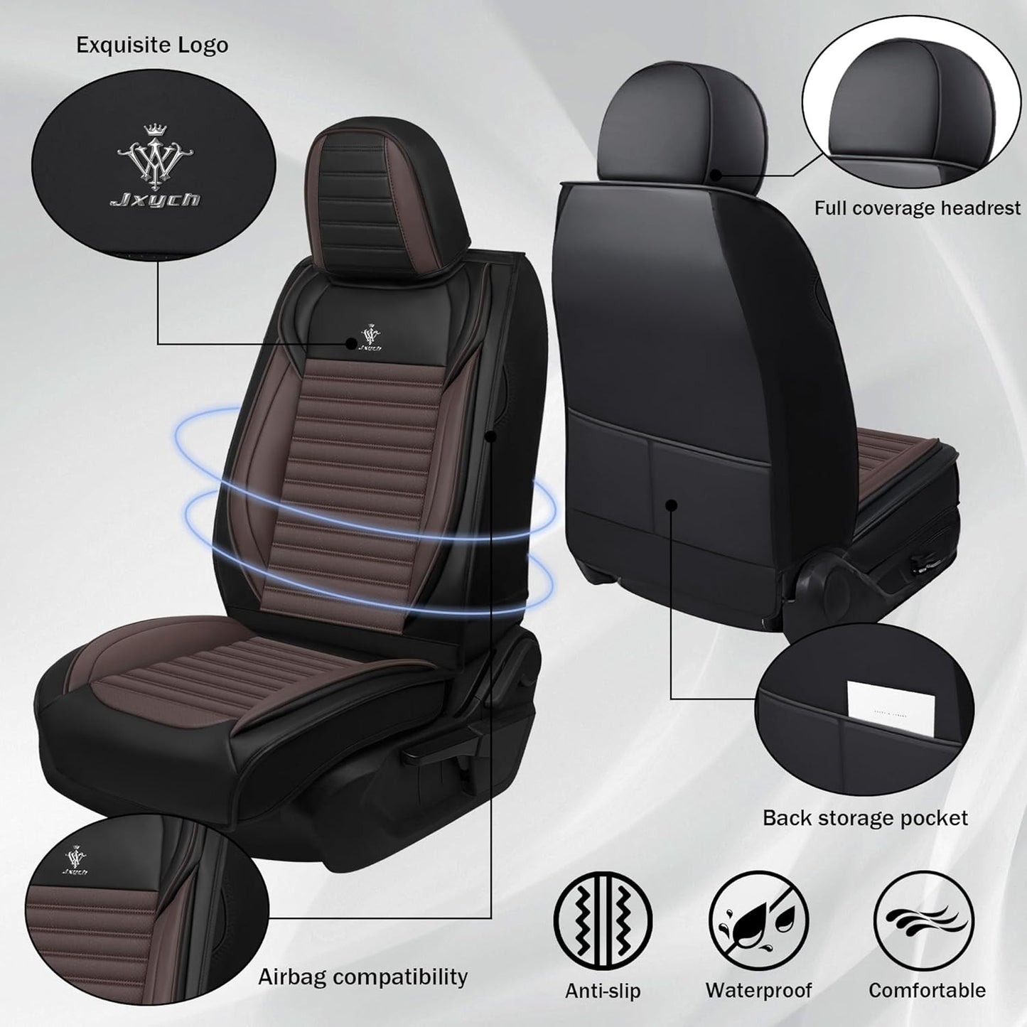 Seat Covers Fit for Mini Convertible 2009-2025 Premium Leather Car Seat Covers, Waterproof Non-Slip and Airbag Compatible, Fashion Car Seat Protector (Black Red,Front Set with Pillow)