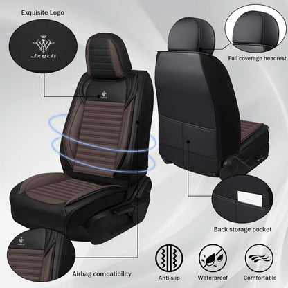 Seat Covers Fit for Mini Convertible 2009-2025 Premium Leather Car Seat Covers, Waterproof Non-Slip and Airbag Compatible, Fashion Car Seat Protector (Black Red,Front Set with Pillow)