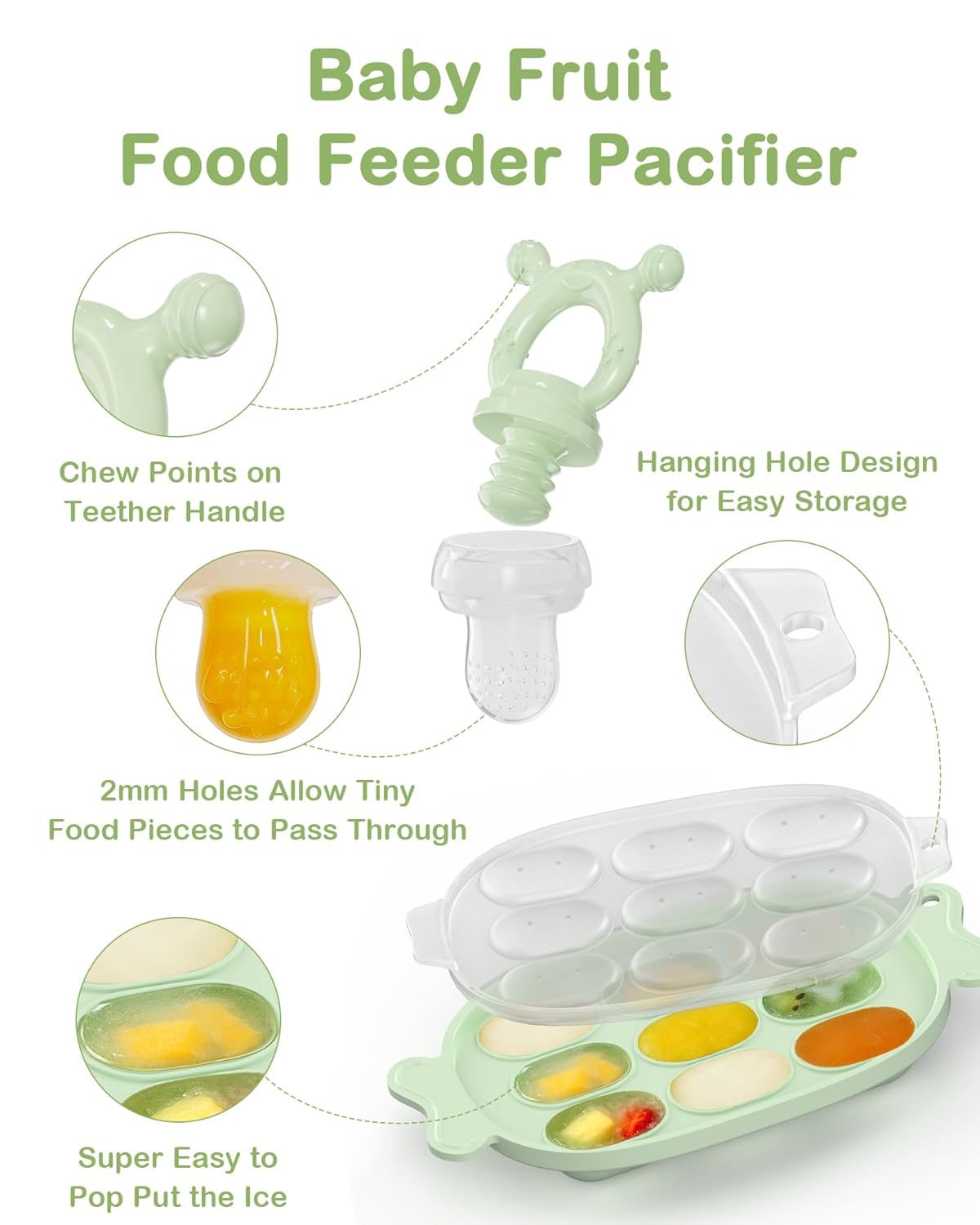 Baby Food Freezer Tray with Lid 2 Pack, Silicone Baby Food Storage Containers, Breastmilk Popsicle Mold, Small Ice Cube Tray for Homemade Baby Food（Blue/Green）
