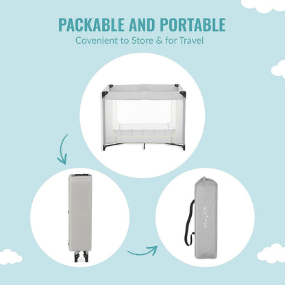 Dream On Me Zoom Portable Playard in Black, Lightweight, Packable and Easy Setup Baby Playard, Breathable Mesh Sides and Soft Fabric - Comes with a Removable Padded Mat