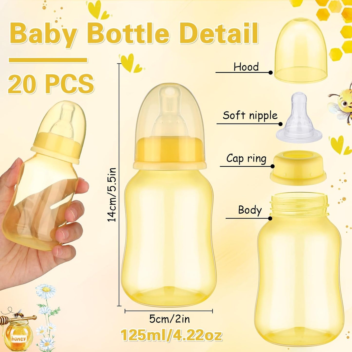 TrelaCo Bottle Chug Baby Shower Game 20 Pcs Baby Bottles Shower Favor with 1 Greenery Theme Sign for Gender Reveal Party Supplies Gifts(Green)