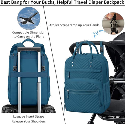 Tenot Baby Diaper Bag Backpack Tote for Women Large Capacity with Insulated Pockets Multifunctional Waterproof Diaper Bags For Baby Girl Boy Mama Maternity Travel Bag Peacock Blue