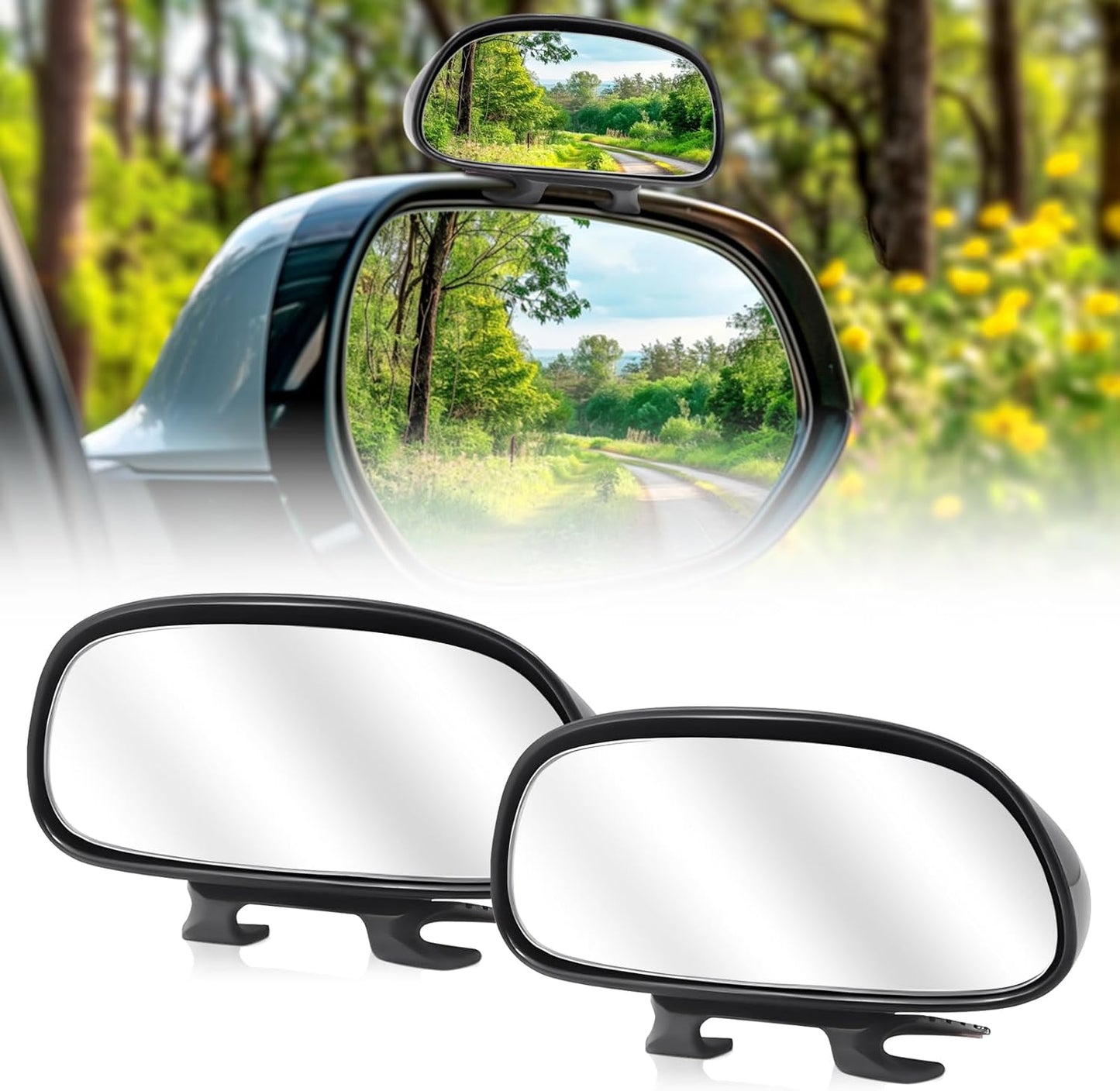 Blind Spot Mirror Adjustable 360 Degree Car Side Mirror, HD Glass Rear View Exterior Accessories Frame Thickness Less than 5MM for Car SUV (long-armed Right)