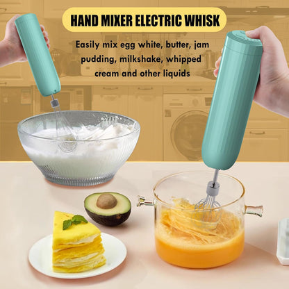 Hand Mixer with Whisk and Forther Wand,Electric Whisk, Milk Frother, Hand Held Mixers,Cordless Hand Mixer, Whisks for Cooking, Mini Mixer,Stirrers Electric,Food Chopper, Baby Food Maker,4-Speed, 10Oz
