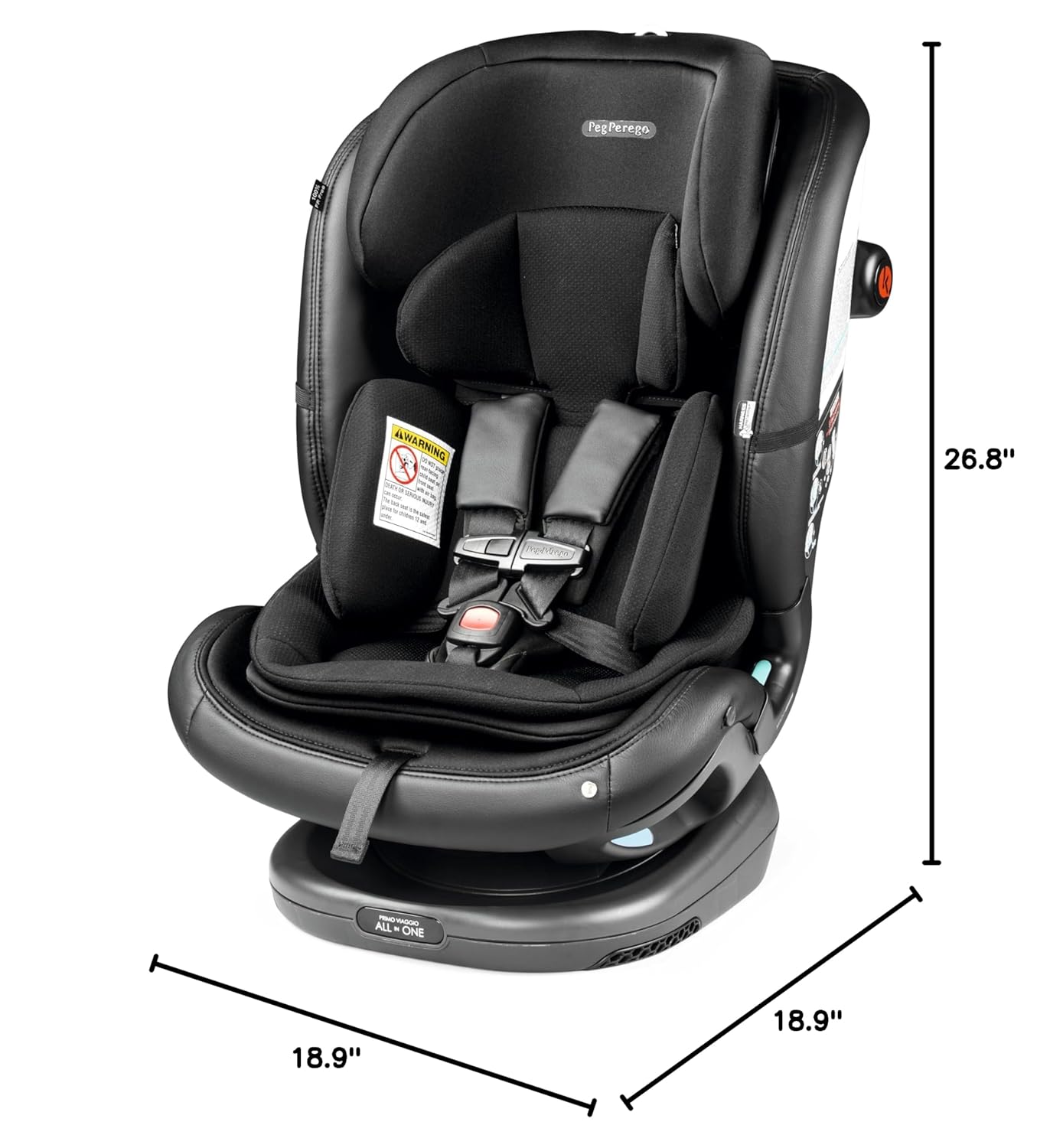 Peg Perego Primo Viaggio All-in-One Convertible Car Seat – Newborn to 10+ Years – 5-120 lbs – Height Adjustable & Slim, 100% FR-Free, Made in Italy, Astral (Beige)