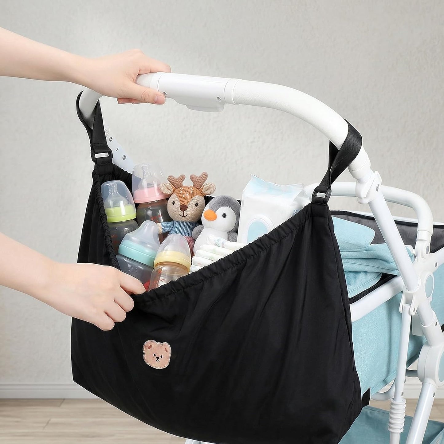 Large Capacity Stroller Organizer Bag, Universal Stroller Organizer, Adjustable Strollers Diaper Bag, for Storing Baby Formula, Bottles, and Other daily Necessities.