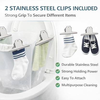 Cloth Diaper Sprayer Splatter Shield for Toilet, Snap Button Diaper Holder & Clips, Foldable Diaper Spray Bucket for Hands-Free Mess-Free Cleaning