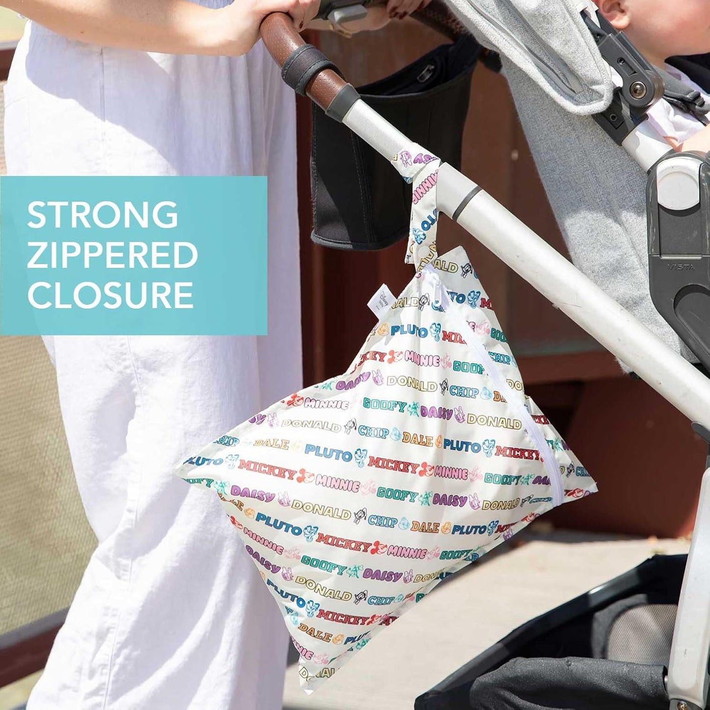 Bumkins Disney Waterproof Wet Bag for Baby, Travel, Swim Suit, Cloth Diapers, Pump Parts, Pool, Gym Clothes, Toiletry, Strap to Stroller, Daycare, Zip Reusable Bag, Packing Pouch, Winnie the Pooh