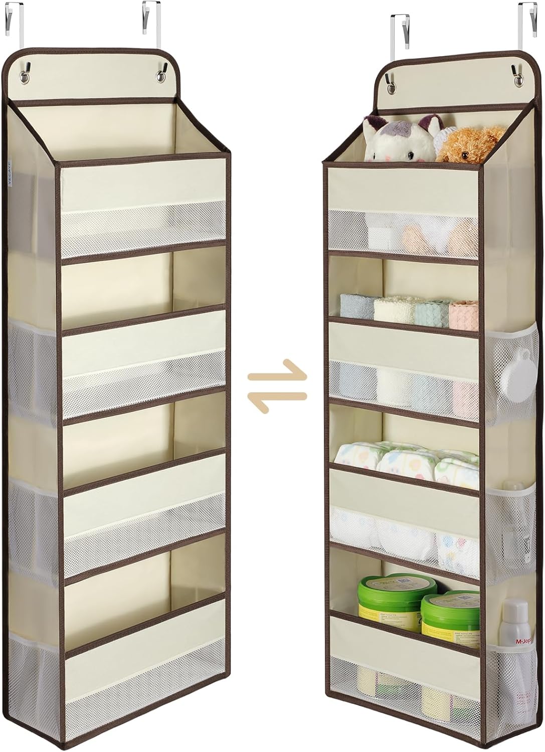 Yecaye 1 Pack Over the Door Organizer, 35.2lbs Load Toy Stuffed Animal Storage, Swing-proof Hanging Bathroom Organizers and Storage for Nursery Newborn Baby Essential Stuff Dorm Room Essentials