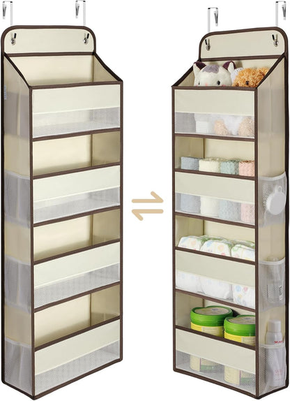 Yecaye 1 Pack Over the Door Organizer, 35.2lbs Load Toy Stuffed Animal Storage, Swing-proof Hanging Bathroom Organizers and Storage for Nursery Newborn Baby Essential Stuff Dorm Room Essentials
