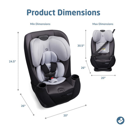 Maxi-Cosi Pria All-in-One Convertible Car Seat, Infant to Toddler Car Seat, Easy-Install Harness, Machine-Washable Cover, 5-100 lbs, Sea Shadow