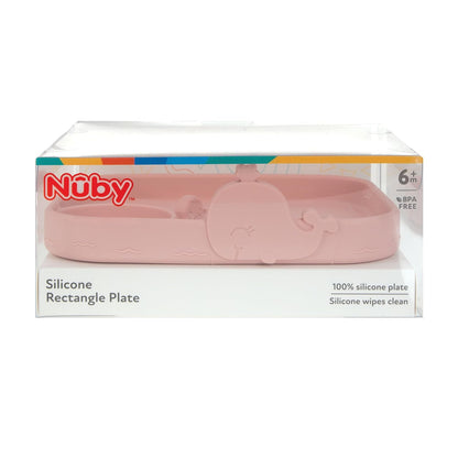 Nuby Animal Friend Silicone Round Bowl - Toddler Bowl - 6+ Months - Pink Whale Bowl