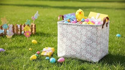 Rectangle Easter Gift Basket Empty,Bunny Easter Basket,Books Box,Room Decor(Bunny)