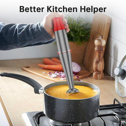 Turelar Immersion Blender Handheld Corded Hand Blenders Set 1100W, Trigger Variable Speed 5 in 1 Stick Emulsifier with Chopper, Whisk and Frother for Soup, Baby Food and Smoothies, Orange