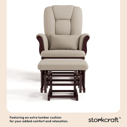 Storkcraft Tuscany Glider with Ottoman (Black/Gray) — GREENGUARD Gold Certified, Bonus Lumbar Cushion Included, Solid Wood Base, Smooth Motion, Award-Winning Nursery Rocking Chair, Glider and Ottoman