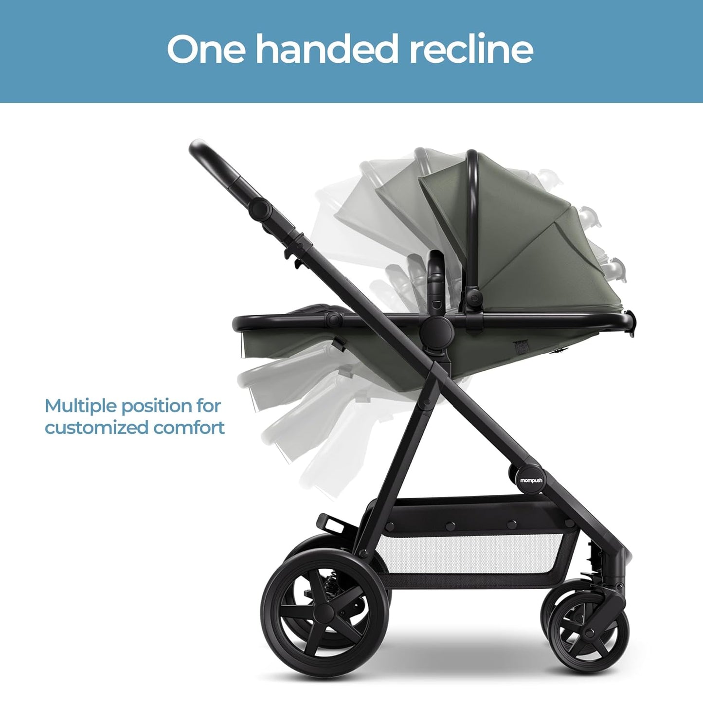 Mompush Baby Stroller, Convertible 2-in-1 with Bassinet Option, Infant Car Seat Compatible, Includes Adapter - Sturdy Full-Size Infant Stroller for Family Adventures