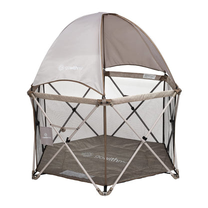 Baby Delight Go With Me Eclipse Mesh Portable Playard | Playpen | Sun Canopy | Indoor and Outdoor | Watercolor Stripe Base