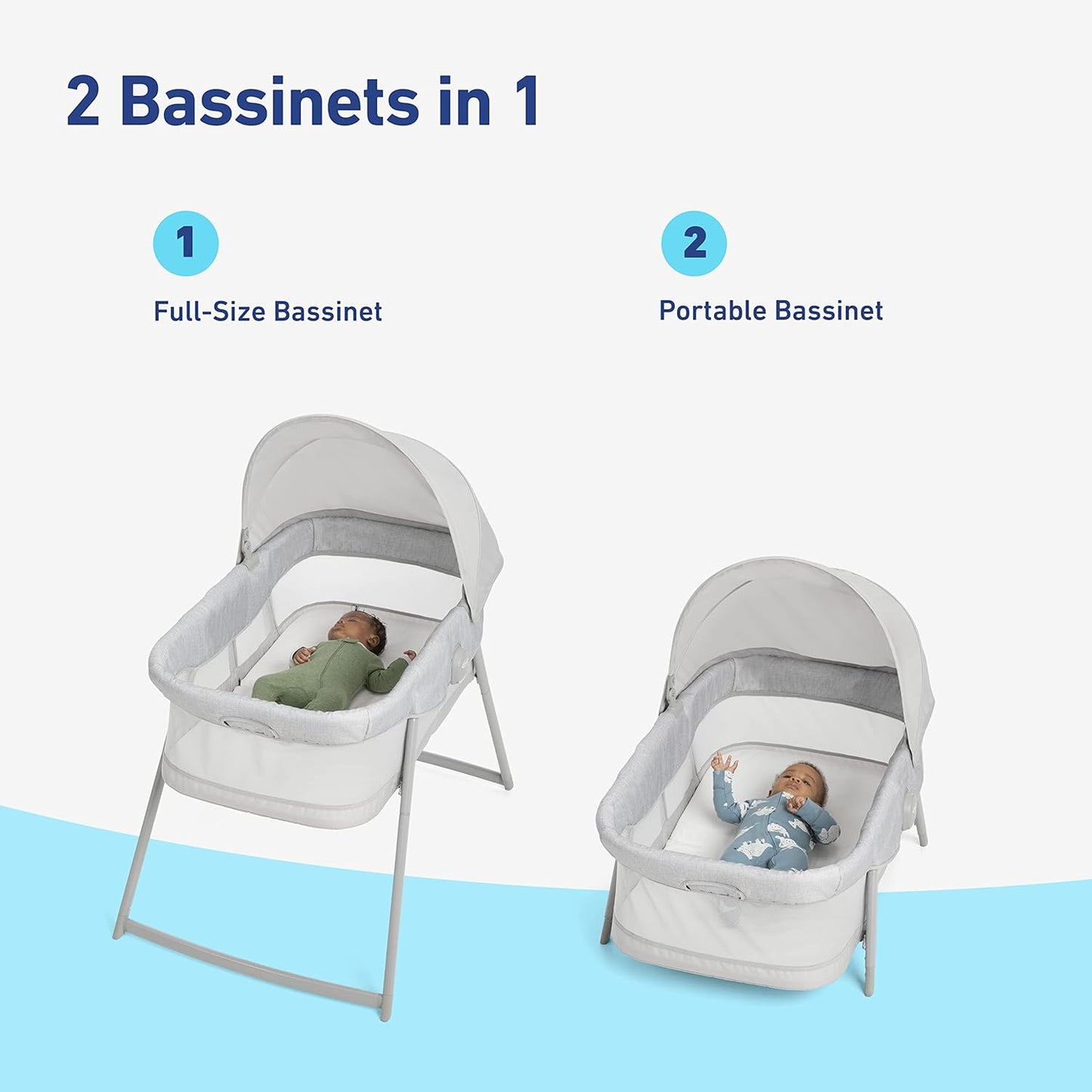 Graco® DreamMore Bedside, Newborn, Travel, Portable Bassinet for Newborn Babies to 6 Months, Willow