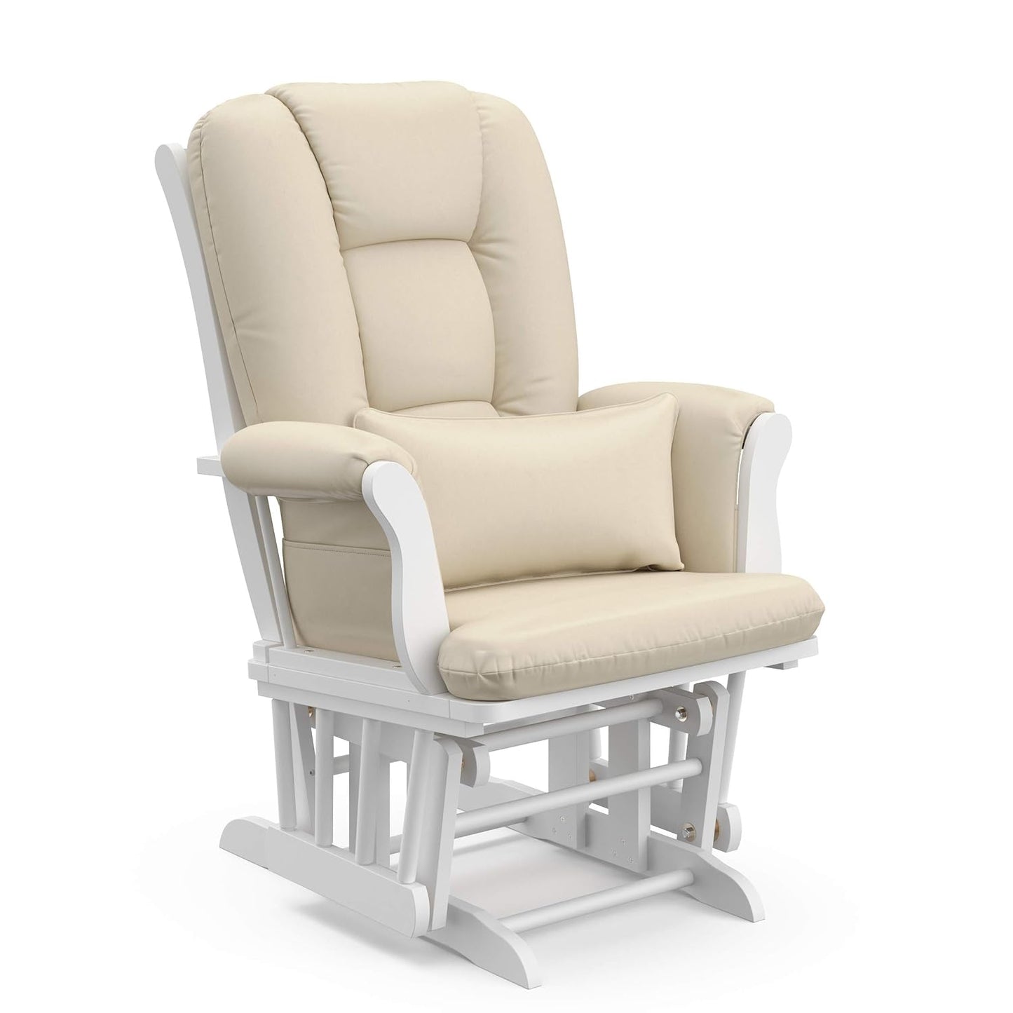 Storkcraft Tuscany Glider with Ottoman (Black/Gray) — GREENGUARD Gold Certified, Bonus Lumbar Cushion Included, Solid Wood Base, Smooth Motion, Award-Winning Nursery Rocking Chair, Glider and Ottoman