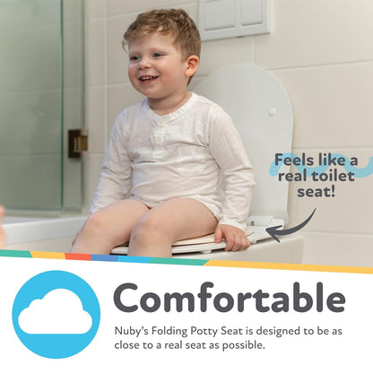 Nuby On-The-Go Portable Potty Seat - Travel Toilet Seat for Boys and Girls 18+ Months - Includes Storage Bag and Disposable Potty Liners - Toddler Travel Essentials - Toddler Potty Training Toilet